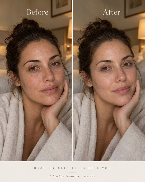 Illustrative skincare before and after campaign image