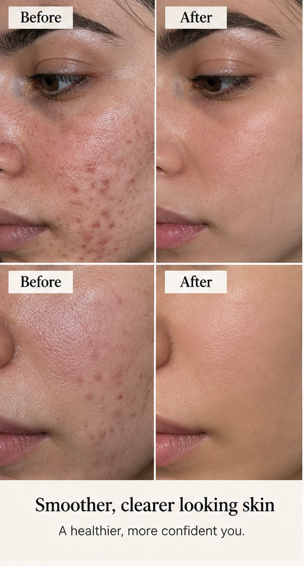 Illustrative skincare before and after visual
